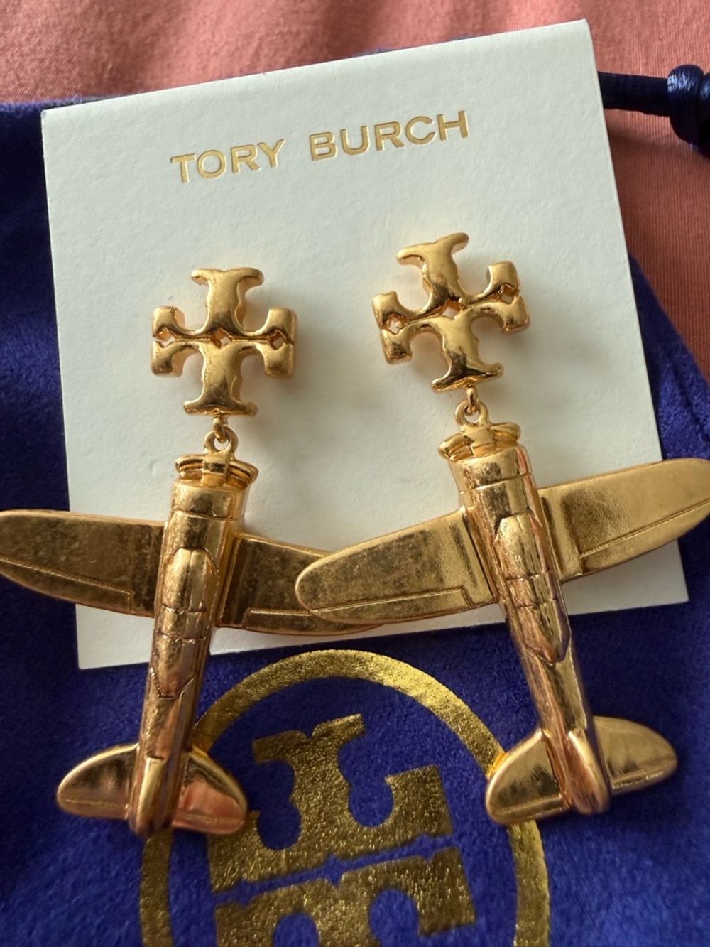 Tory Burch | Gold Airplane Drop Earrings | Gold